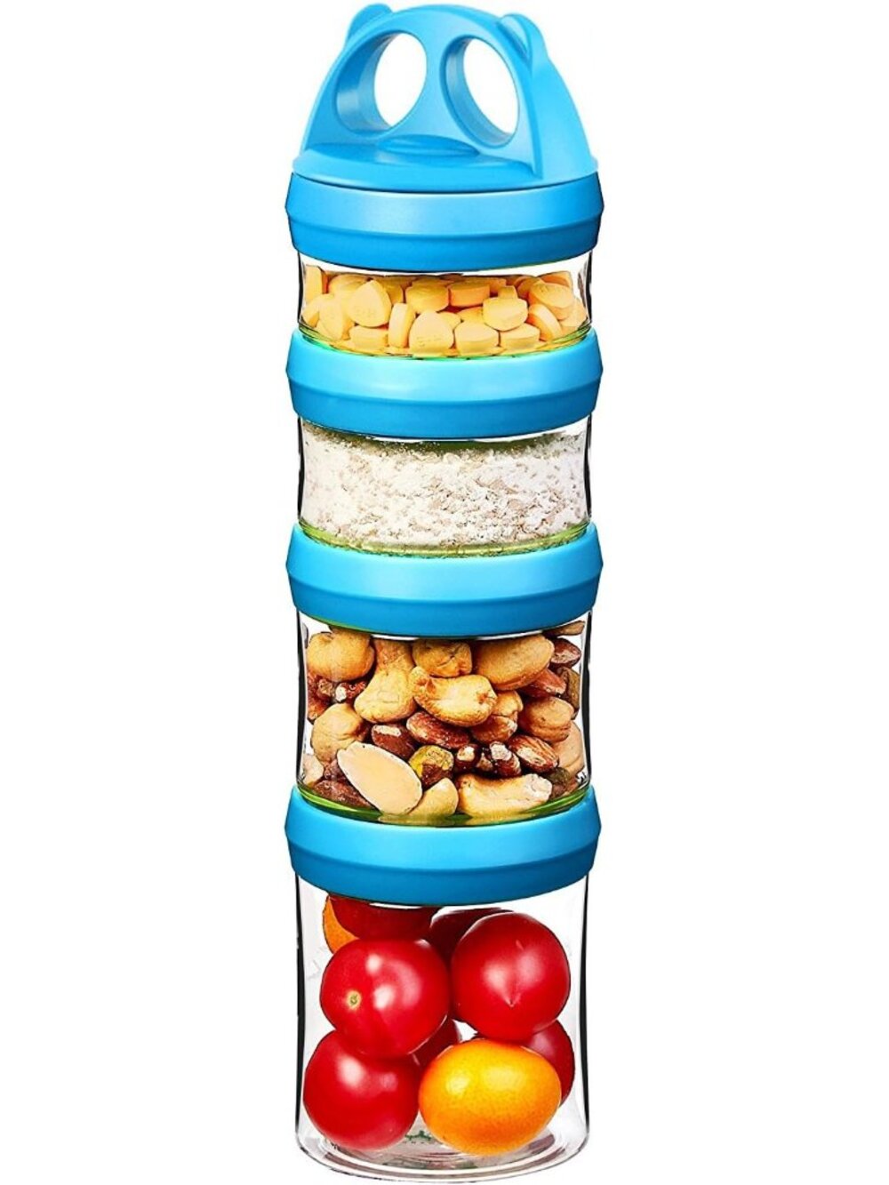 Blue Stackable Snack Containers for Kids Toddlers Adults, 31oz